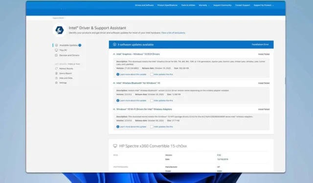 Intel Driver Support Assistant wordt niet gedownload [Oplossing]