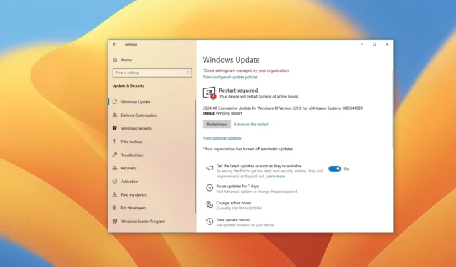 Windows 10 ontvangt updates van augustus 2024 voor ondersteunde versies (KB5041580)