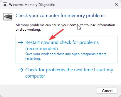 Neustart und jetzt prüfen – MEMORY1_INITIALIZATION_FAILED