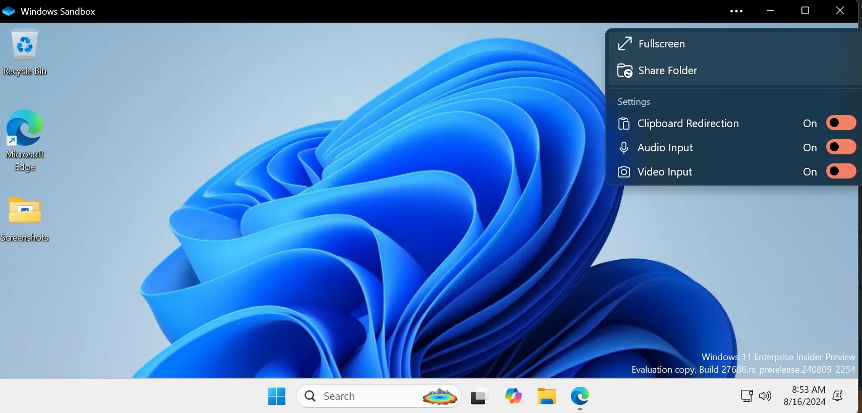 nuove impostazioni sandbox in windows 11 canary