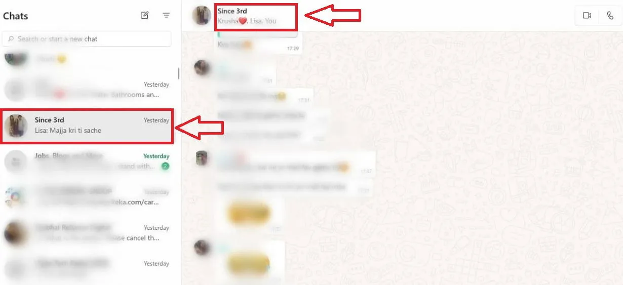 Pasos para abrir el chat grupal de WhatsApp en la plataforma web para personalizar el tono de notificación