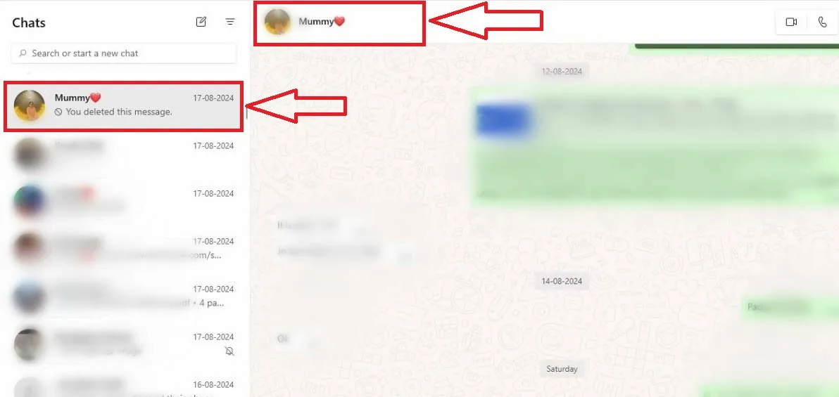 Pasos para abrir el chat personal de WhatsApp en WhatsApp Web para personalizar el tono de notificación