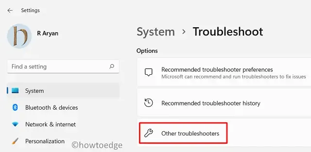 Otros solucionadores de problemas de Windows 11