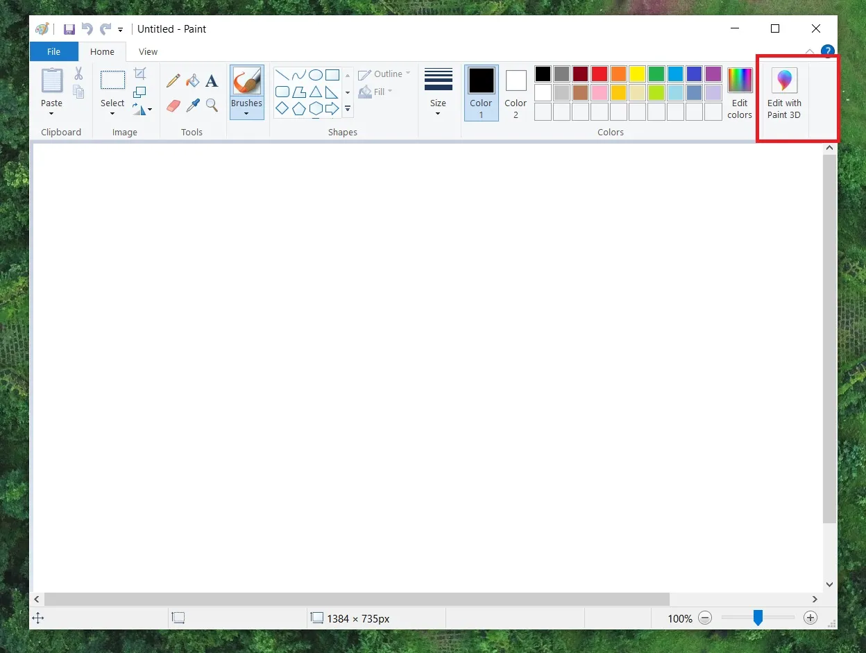 przekierowanie paint 3d ze starszej aplikacji paint windows 10