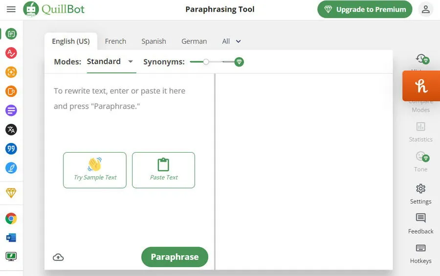 Parafraseringstool in Quillbot