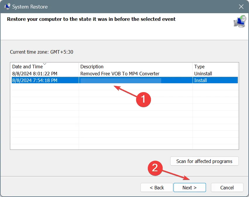 Systemwiederherstellung zum Beheben von CACHE_INITIALIZATION_FAILED