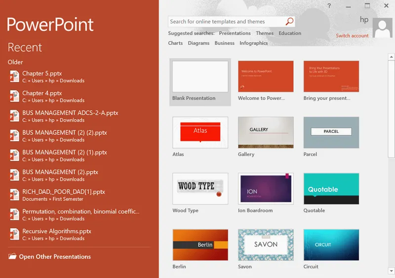 Presentatiesjablonen in Powerpoint