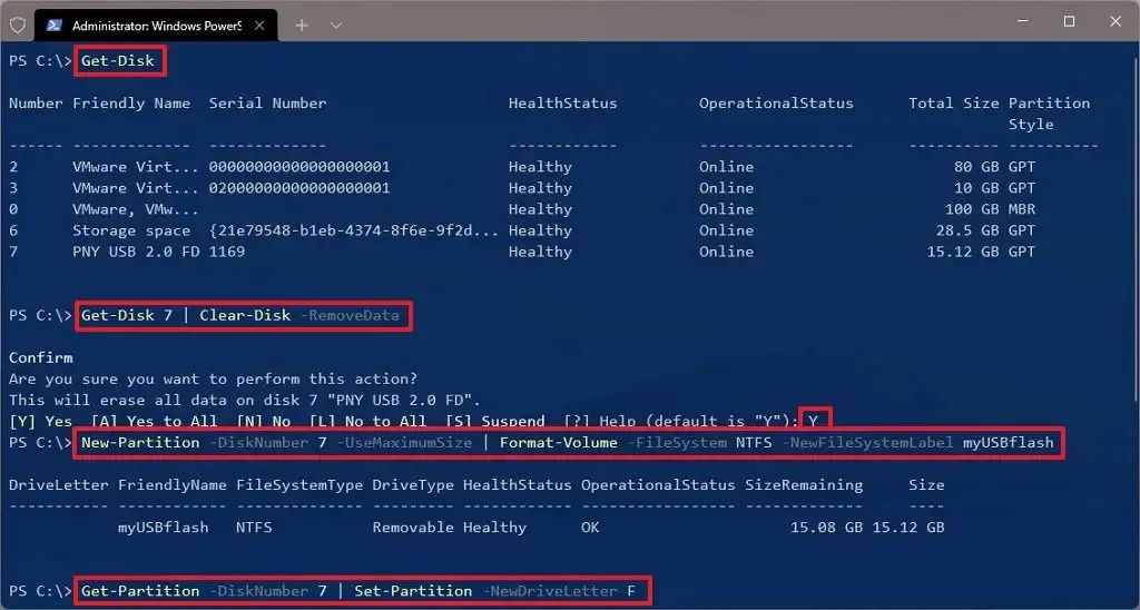 PowerShell corregge l'unità USB