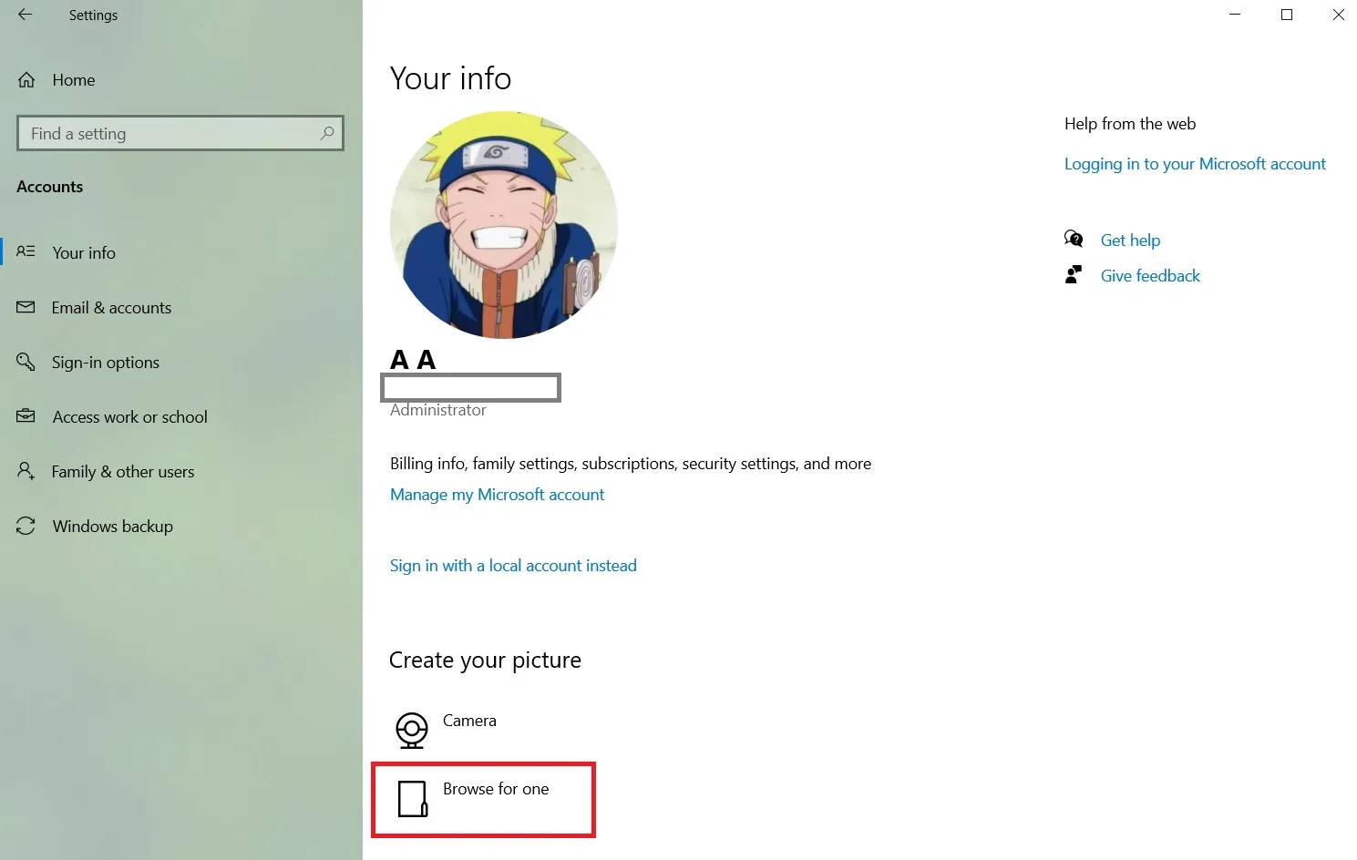 Error al cambiar la foto de perfil en Windows 10