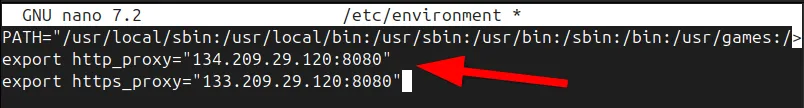 透過編輯 /etc/environment 檔案為所有使用者配置永久代理。