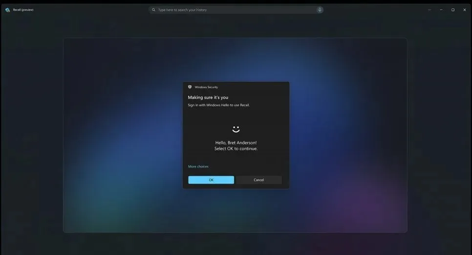 Inicio de sesión de Windows Hello para recuperación