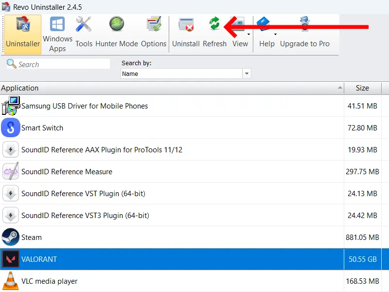 Odśwież Listę Programów Revo Uninstaller