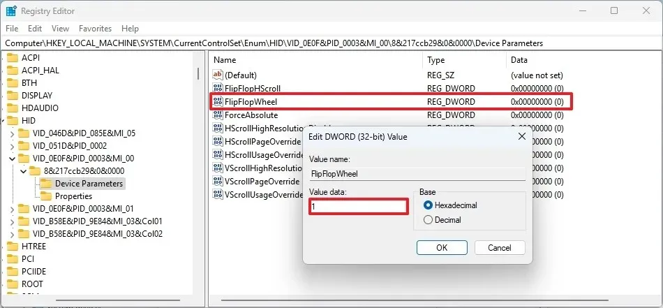 Register verandert scrollrichting