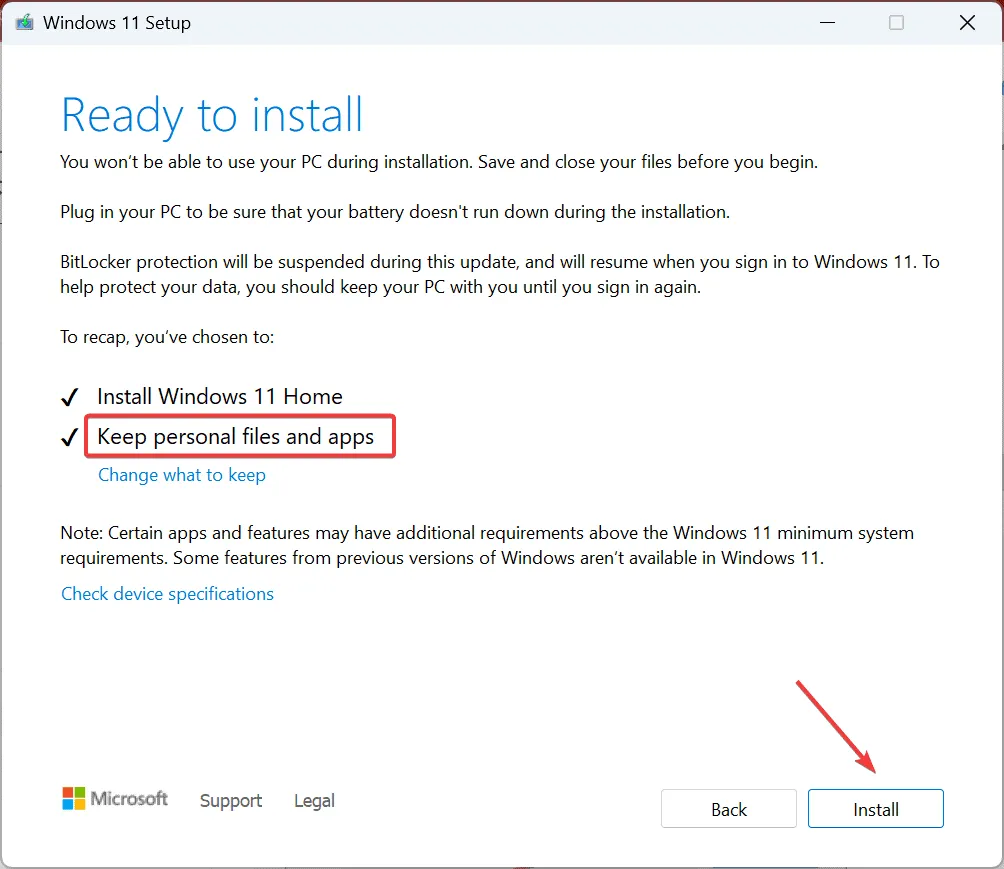 Actualización en el lugar para corregir FILE_INITIALIZATION_FAILED