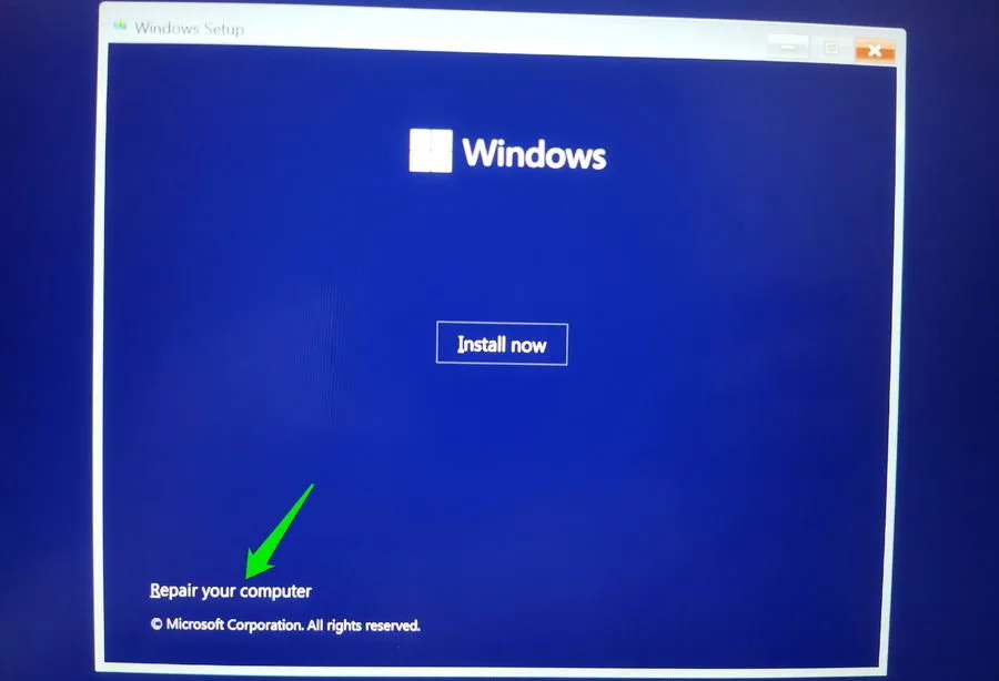 Option zur Reparatur Ihres Computers mit einem Windows-Wiederherstellungslaufwerk