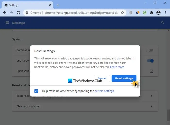 zresetuj chrome windows 10