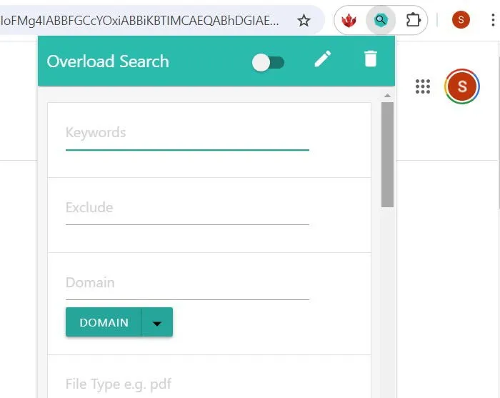 Overload Search, eine Erweiterung für erweiterte Suchfilterung.