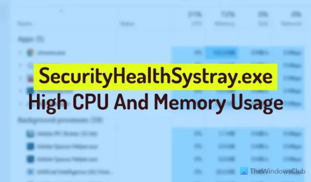 Uso elevado de CPU, memoria y disco en SecurityHealthSystray.exe [Corrección]