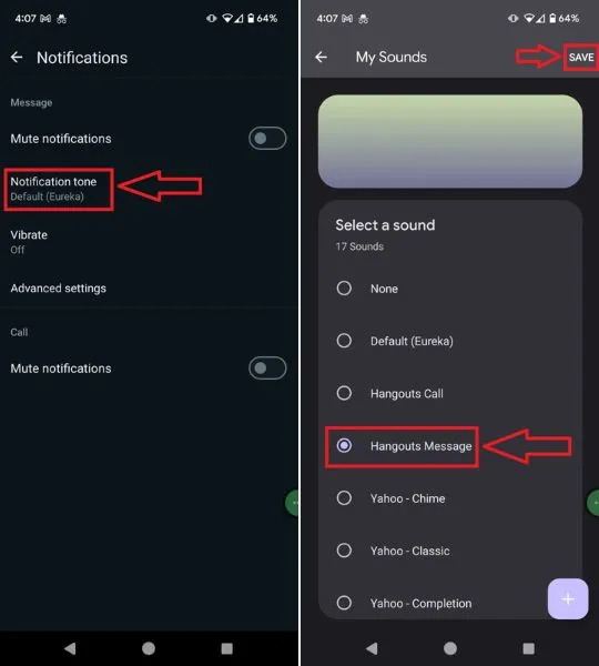 Pasos para seleccionar un tono personalizado para el chat grupal de WhatsApp en la aplicación móvil.