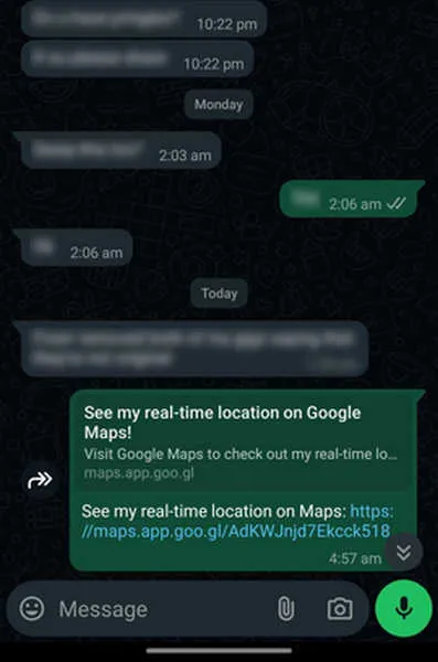 Ubicación compartida en WhatsApp