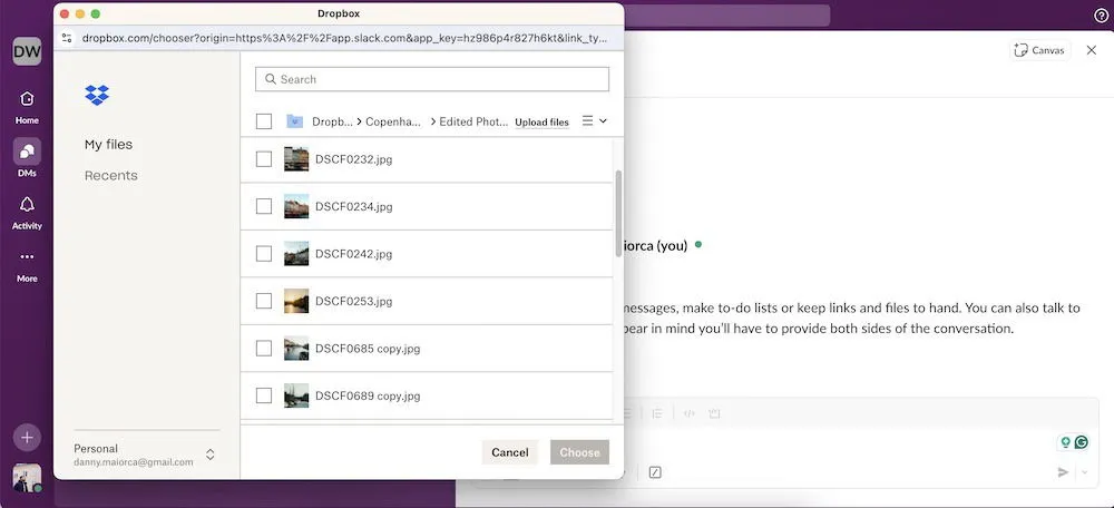 L'integrazione che collega Slack con Dropbox