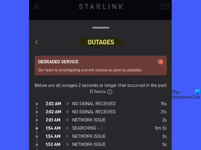 Interruzione di Starlink