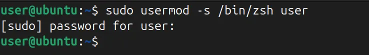 usermod コマンドを使用してデフォルトのシェルを別のシェルに変更する