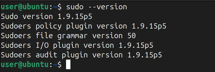 Linux 터미널에서 sudo 버전을 확인합니다.