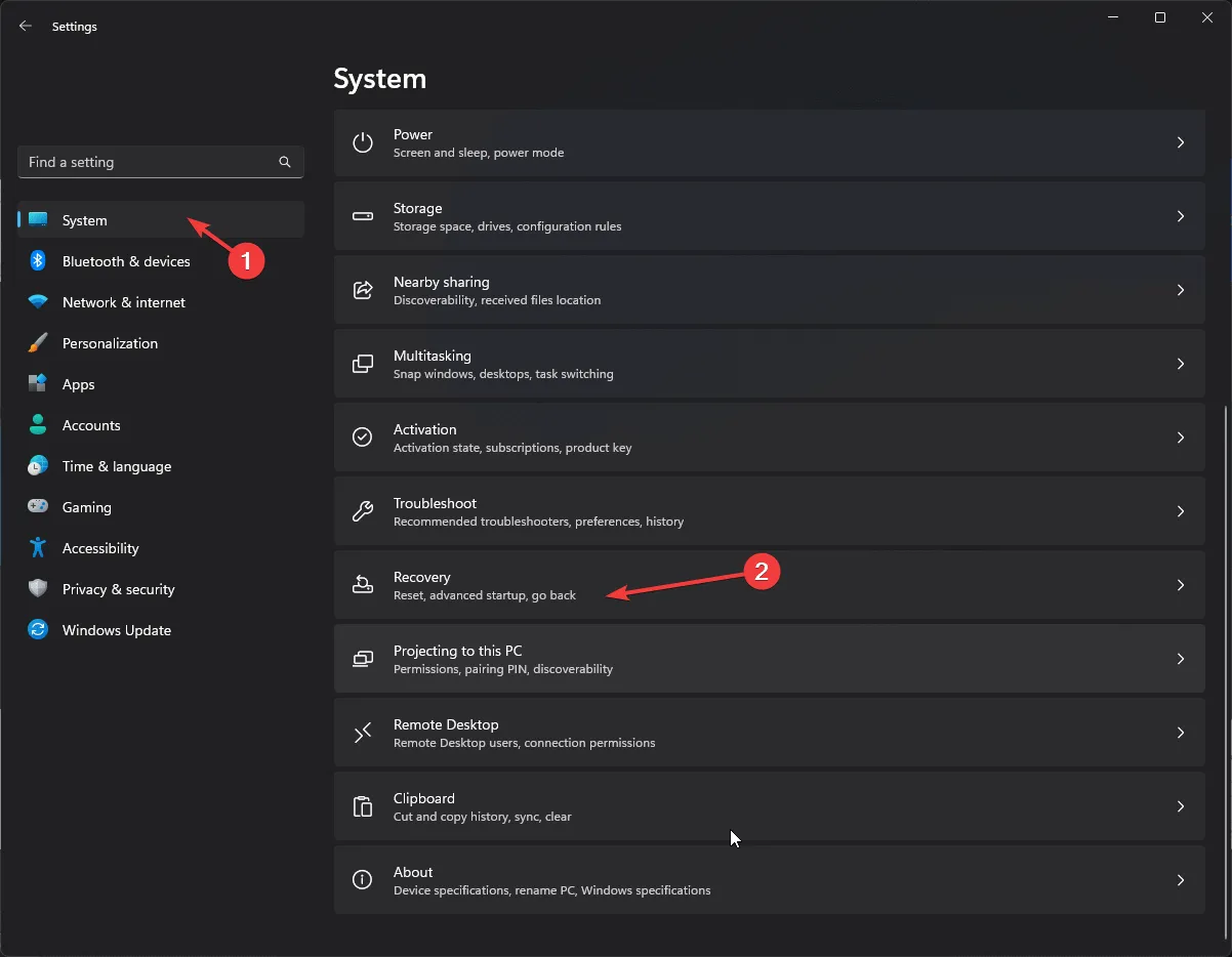 System - odzyskiwanie