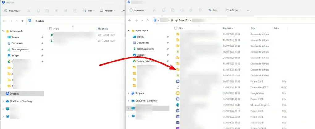 transférer des fichiers dropbox google drive