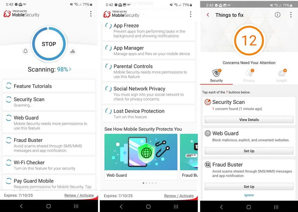 Application mobile Trend Micro Premium Security installée sur Android.