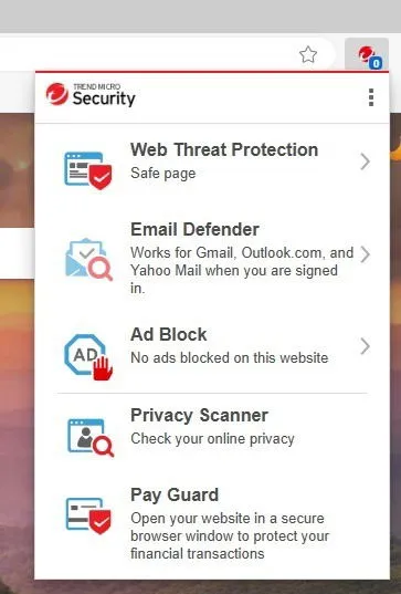 Edge의 Trend Micro 브라우저 확장 프로그램.