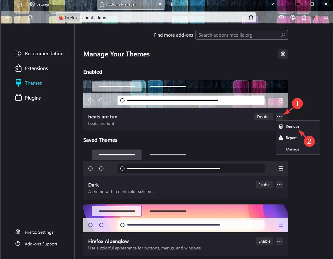 Administrar - Eliminar - Firefox no carga sitios web