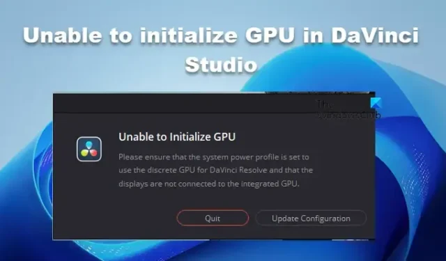 Nie można zainicjować GPU w DaVinci Studio [Poprawka]