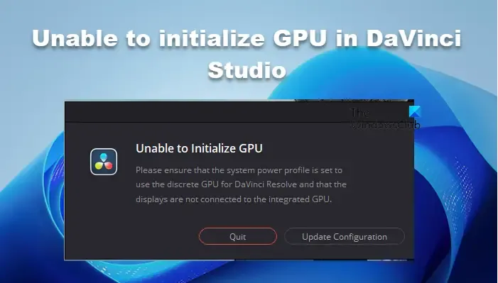 無法在 DaVinci Studio 中初始化 GPU