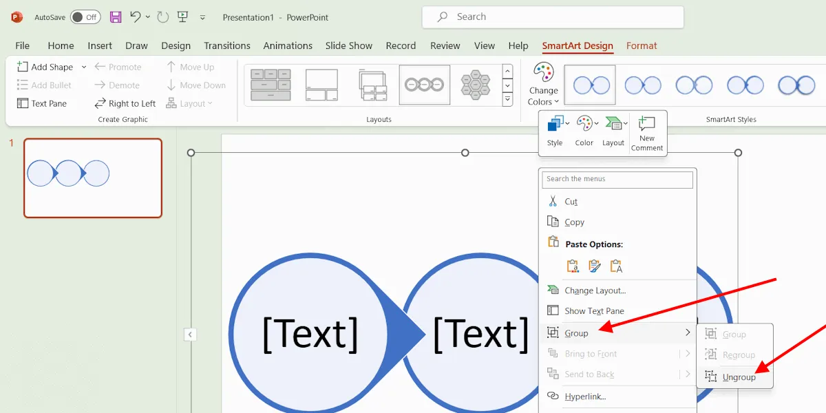 Desagrupar elementos de SmartArt