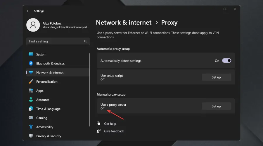 użyj serwera proxy