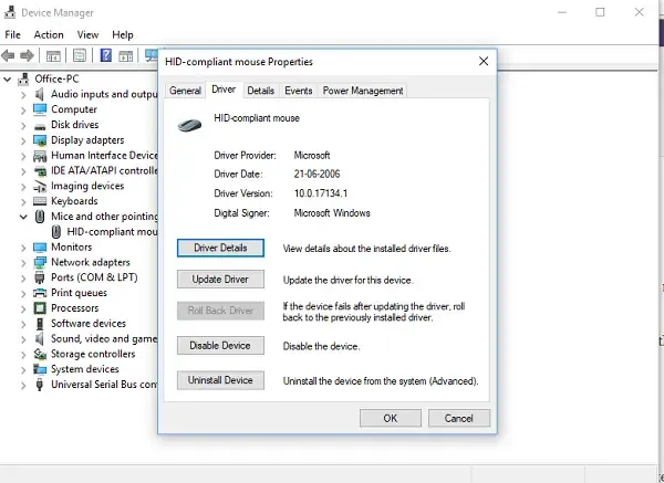 Actualizar o restaurar el controlador del mouse en Windows 10