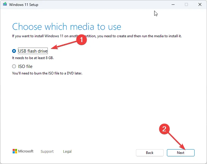 Configuration USB Windows 11 étape 3 - NPFS_FILE_SYSTEM