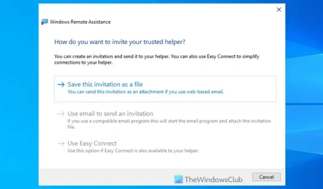 L’opzione Usa e-mail per inviare un invito è disattivata in Assistenza remota di Windows