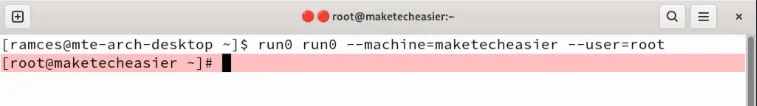 Ein Terminal, das den Befehl zum Wechseln der Shell-Eingabeaufforderung des Containers anzeigt.