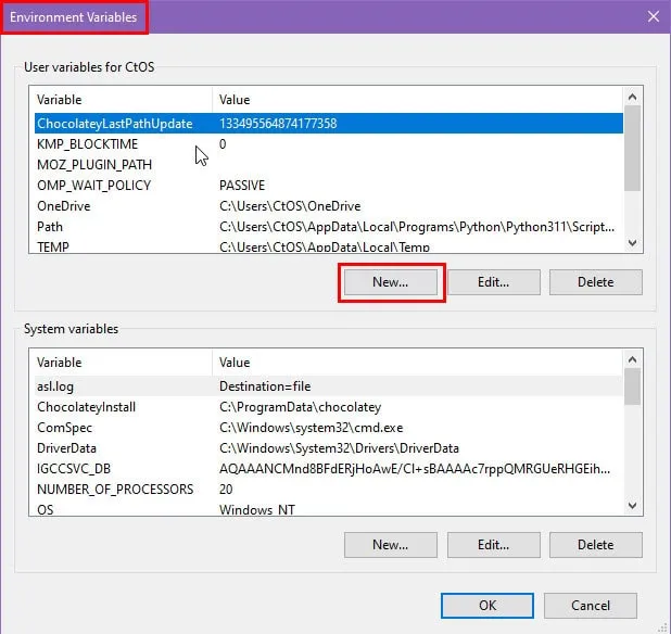 Variables de usuario para CtOS