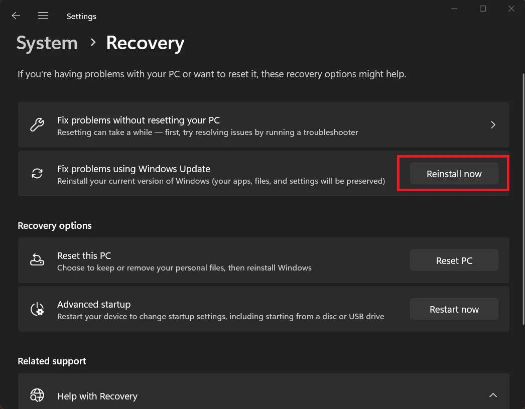 Cómo usar la herramienta de recuperación de actualizaciones en Windows 11