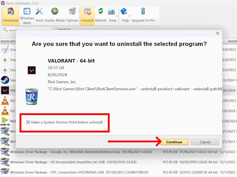 Valorant Kreator odinstalowywania Revo Uninstaller