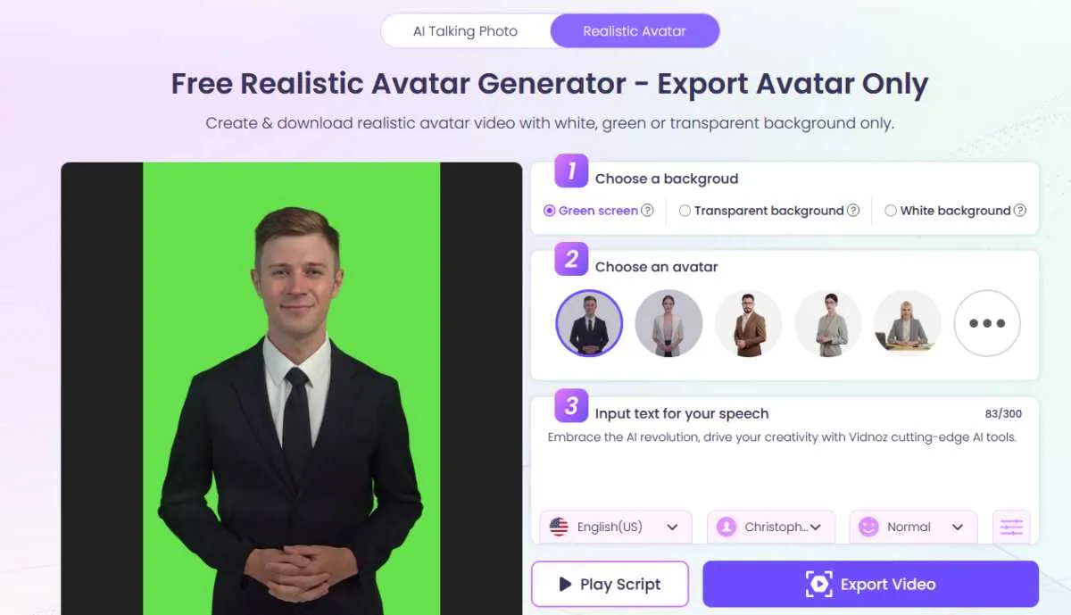 Vidnoz Ai Exporteer Alleen Avatar