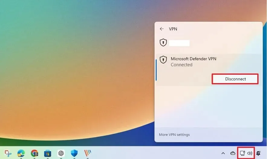 Configuración rápida Desconexión de VPN