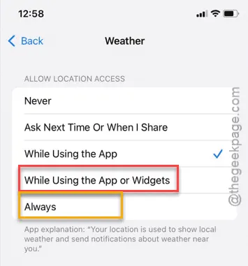 tijdens het gebruik van de app of widgets min