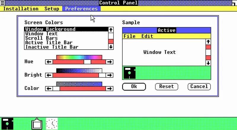 Panel sterowania systemu Windows 1.0