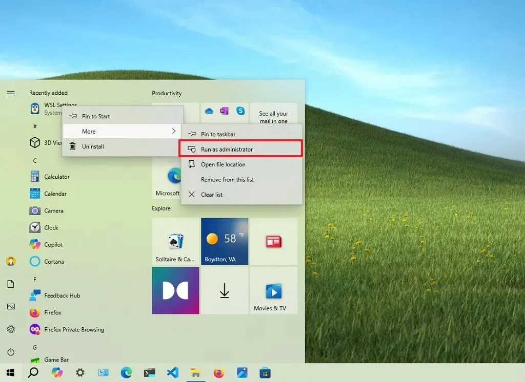 Windows 10 Startmenu Als administrator uitvoeren