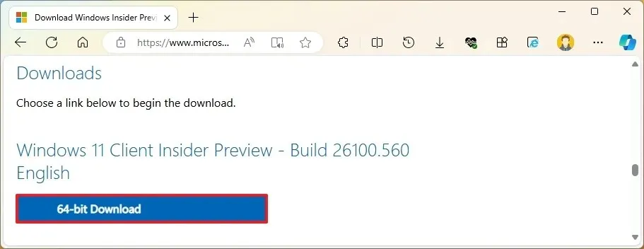 Téléchargement de l'ISO Windows 11 24H2